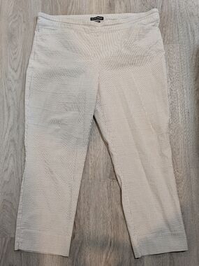 Hilary Radley Striped Cropped Pants - Size 18 - Beige/White
